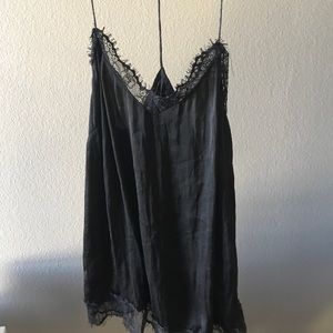 Stradivarius black lace trim cami